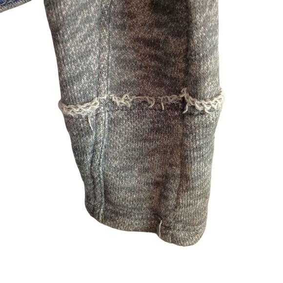 Free‎ people Jean Sweatshirt Jacket Distressed Removable Hood Size Small - Picture 4 of 8